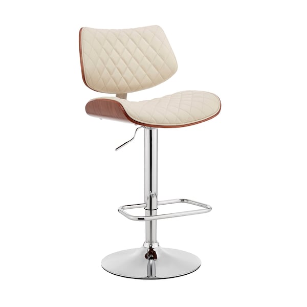 Armen Living Leland Adjustable Cream Faux Leather and Chrome Finish Bar Stool LCLEBAWACR - main